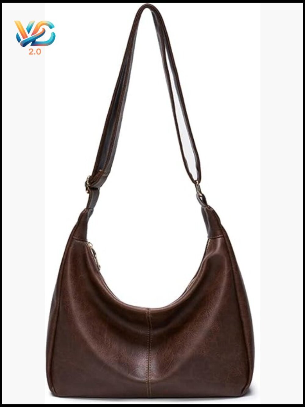 Slouchy Hobo Bag Soft Vegan Leather Crossbody Tote Multi Pocket Handbag